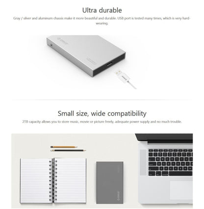 ORICO 2518S3 USB3.0 External Hard Disk Box Storage Case for 7mm & 9.5mm 2.5 inch SATA HDD / SSD (Silver) - HDD Enclosure by ORICO | Online Shopping South Africa | PMC Jewellery | Buy Now Pay Later Mobicred