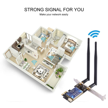 EDUP EP-9620 2 in 1 AC1200Mbps 2.4GHz & 5.8GHz Dual Band PCI-E 2 Antenna WiFi Adapter External Network Card + Bluetooth - USB Network Adapter by EDUP | Online Shopping South Africa | PMC Jewellery | Buy Now Pay Later Mobicred