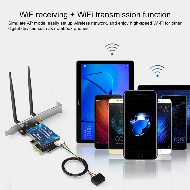 EDUP EP-9620 2 in 1 AC1200Mbps 2.4GHz & 5.8GHz Dual Band PCI-E 2 Antenna WiFi Adapter External Network Card + Bluetooth - USB Network Adapter by EDUP | Online Shopping South Africa | PMC Jewellery | Buy Now Pay Later Mobicred