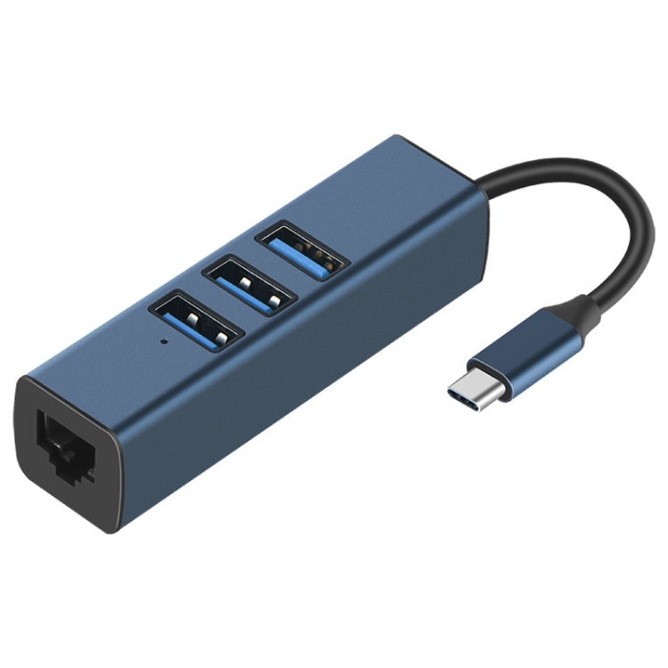 RDS 6307-3 USB-C / Type-C to USB3.0 + Dual USB2.0 + RJ45 4 in 1 HUB Adapter - USB HUB by PMC Jewellery | Online Shopping South Africa | PMC Jewellery | Buy Now Pay Later Mobicred