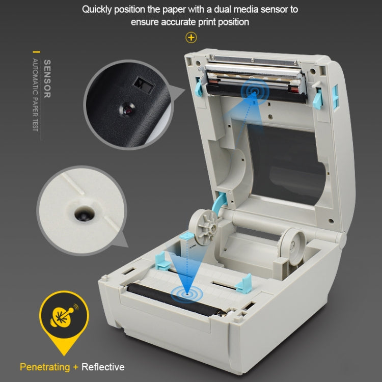 POS-9210 110mm USB +  Bluetooth POS Receipt Thermal Printer Express Delivery Barcode Label Printer, EU Plug(White) - Receipt Printers by PMC Jewellery | Online Shopping South Africa | PMC Jewellery | Buy Now Pay Later Mobicred