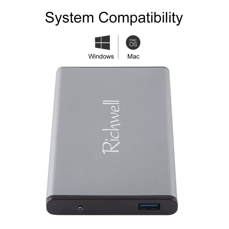 Richwell SATA R2-SATA-160GB 160GB 2.5 inch USB3.0 Super Speed Interface Mobile Hard Disk Drive(Grey) - External Hard Drives by Richwell | Online Shopping South Africa | PMC Jewellery | Buy Now Pay Later Mobicred