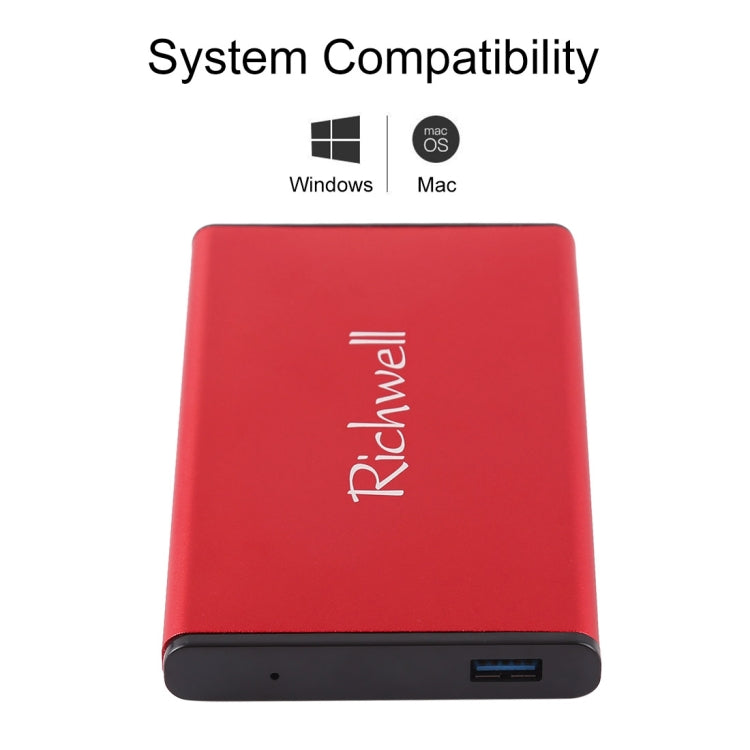 Richwell SATA R2-SATA-250GB 250GB 2.5 inch USB3.0 Super Speed Interface Mobile Hard Disk Drive(Red) - External Hard Drives by PMC Jewellery | Online Shopping South Africa | PMC Jewellery | Buy Now Pay Later Mobicred