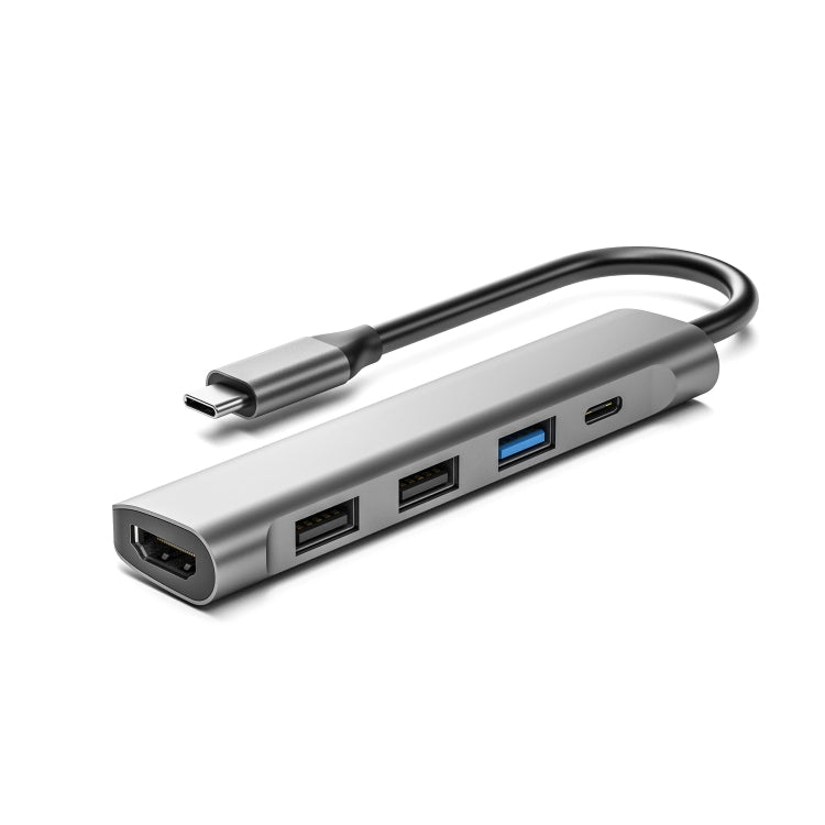 TC522 5 in 1 PD + HDMI + USB 3.0 + 2 x USB 2.0 to USB-C / Type-C HUB Adapter - USB HUB by PMC Jewellery | Online Shopping South Africa | PMC Jewellery | Buy Now Pay Later Mobicred