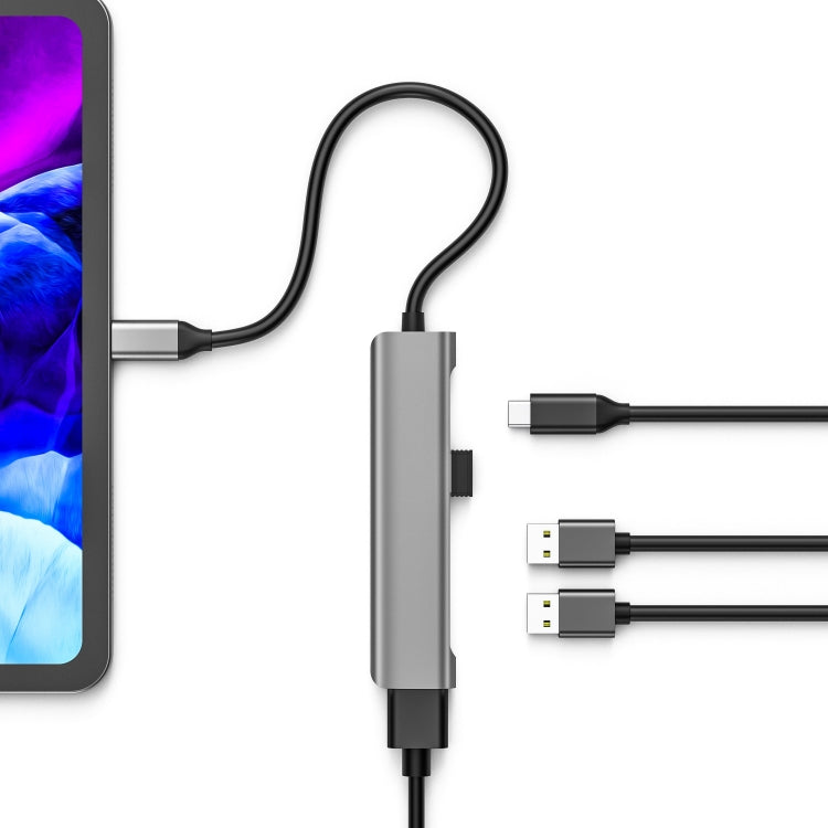 TC522 5 in 1 PD + HDMI + USB 3.0 + 2 x USB 2.0 to USB-C / Type-C HUB Adapter - USB HUB by PMC Jewellery | Online Shopping South Africa | PMC Jewellery | Buy Now Pay Later Mobicred