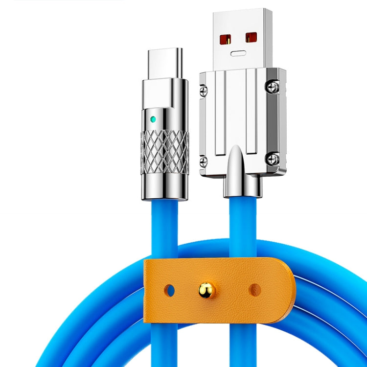 Mech Series 6A 120W USB to USB-C / Type-C Metal Plug Silicone Fast Charging Data Cable, Length: 1.2m(Blue) - USB-C & Type-C Cable by PMC Jewellery | Online Shopping South Africa | PMC Jewellery | Buy Now Pay Later Mobicred