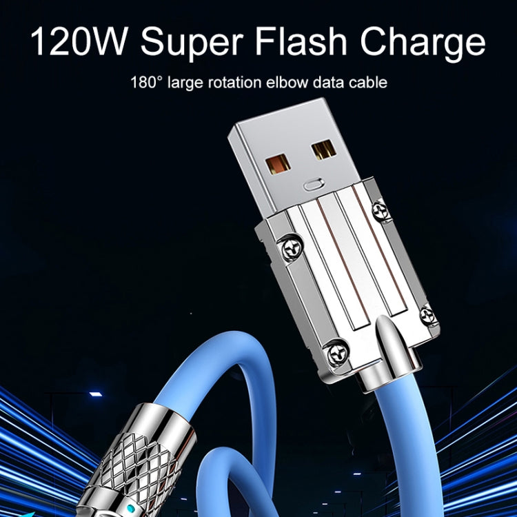 Mech Series 6A 120W USB to 8 Pin 180-degree Metal Plug Fast Charging Cable, Length: 1.2m(Orange) - Normal Style Cable by PMC Jewellery | Online Shopping South Africa | PMC Jewellery | Buy Now Pay Later Mobicred