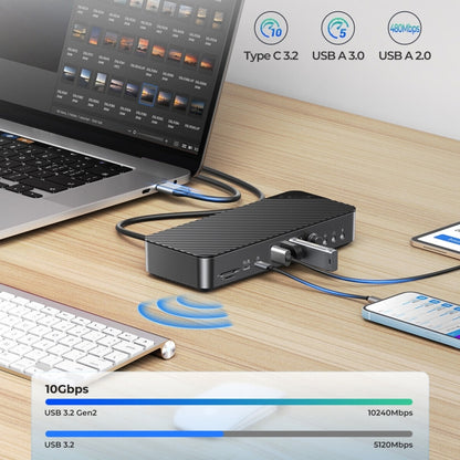 ORICO DKA20-BK-BP 10Gbps 20 in 1 Type-C 3.0 HUB Docking Station(EU Plug) - USB HUB by ORICO | Online Shopping South Africa | PMC Jewellery | Buy Now Pay Later Mobicred