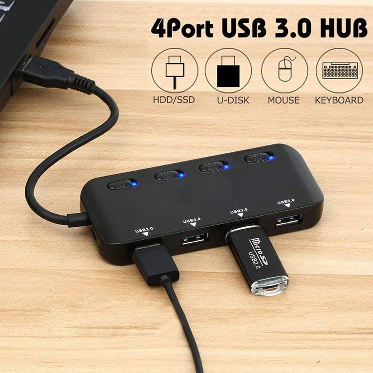 High Speed 4 x USB 3.0 to USB-C / Type-C HUB with Switch (Black) - USB HUB by PMC Jewellery | Online Shopping South Africa | PMC Jewellery | Buy Now Pay Later Mobicred