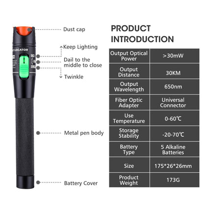 HT-30 30mW Visual Fault Locator Detector Tester Optical Laser Red Light Test Pen - Fiber Receiver by PMC Jewellery | Online Shopping South Africa | PMC Jewellery | Buy Now Pay Later Mobicred