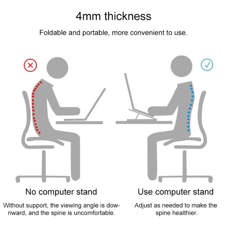 Portable Adjustable Laptop Stand Desktop Lifting Height Increase Rack Folding Heat Dissipation Holder, Style: Ordinary(Grey) - Laptop Stand by PMC Jewellery | Online Shopping South Africa | PMC Jewellery | Buy Now Pay Later Mobicred