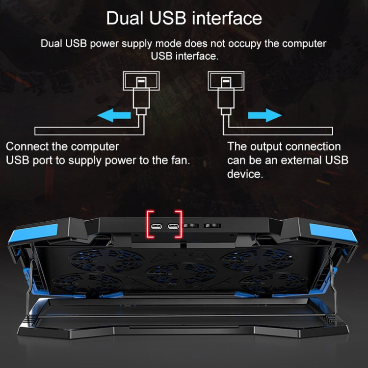 dual USB Ports Five-core Radiator Notebook Computer  Holder (Red) - Laptop Stand by PMC Jewellery | Online Shopping South Africa | PMC Jewellery | Buy Now Pay Later Mobicred