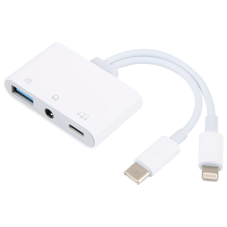 NK-109Pro USB-C/Type-C+8 Pin to USB+3.5mm+USB-C/Type-C Multifunctional Audio Adapter - Converter & Adapter by PMC Jewellery | Online Shopping South Africa | PMC Jewellery | Buy Now Pay Later Mobicred