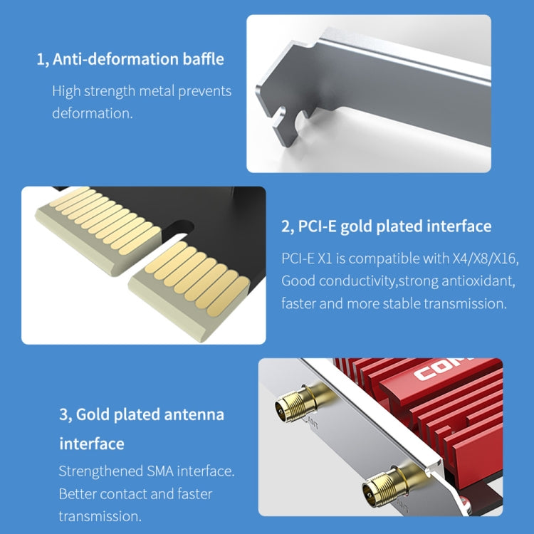 COMFAST CF-BE200 Pro 8774Mbps WiFi7 PCIE Wireless Network Adapter WiFi Receiver - free shipping - PMC TechLife - Order now!