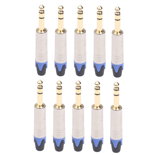 10 PCS TC203N 6.35mm Gold-plated Audio Stereo Connector Welding Plug - Microphone Audio Cable & Connector by PMC Jewellery | Online Shopping South Africa | PMC Jewellery | Buy Now Pay Later Mobicred