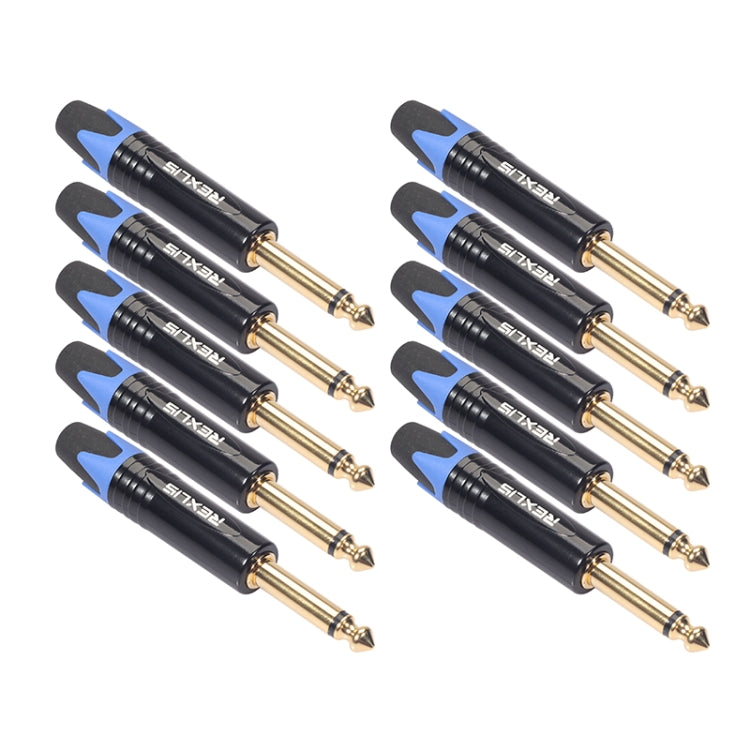 10 PCS TC202 6.35mm Gold-plated Mono Sound Welding Audio Adapter Plug(Blue) - free shipping - PMC Jewellery - Order now!
