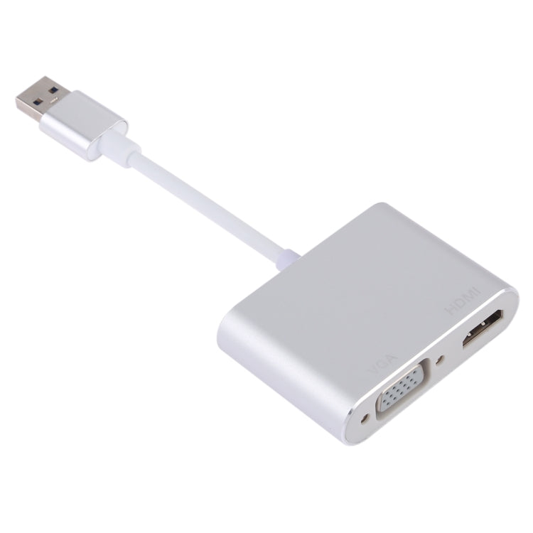 2 in 1 USB 3.0 to HDMI + VGA Adapter(Silver) - Cable & Adapters by PMC Jewellery | Online Shopping South Africa | PMC Jewellery | Buy Now Pay Later Mobicred