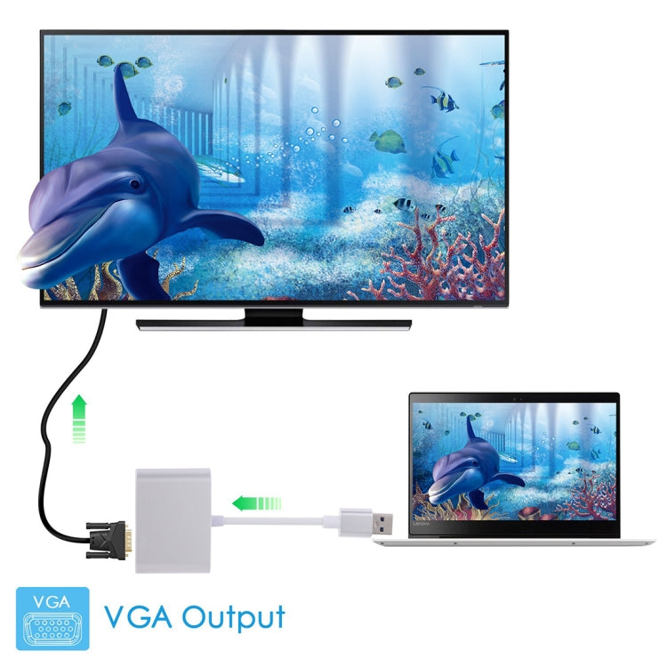 2 in 1 USB 3.0 to HDMI + VGA Adapter(Silver) - Cable & Adapters by PMC Jewellery | Online Shopping South Africa | PMC Jewellery | Buy Now Pay Later Mobicred