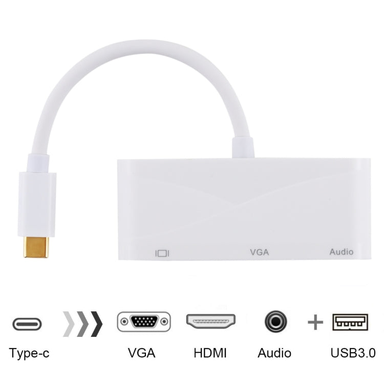 USB 2.0 + Audio Port + VGA + HDMI to USB-C / Type-C HUB Adapter (White) - USB HUB by PMC Jewellery | Online Shopping South Africa | PMC Jewellery | Buy Now Pay Later Mobicred