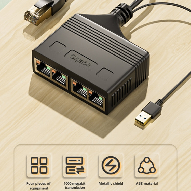 Female RJ45 4 in 1 Gigabit Network Splitter Cable Ethernet Network Coupler - Network Hubs by PMC Jewellery | Online Shopping South Africa | PMC Jewellery | Buy Now Pay Later Mobicred