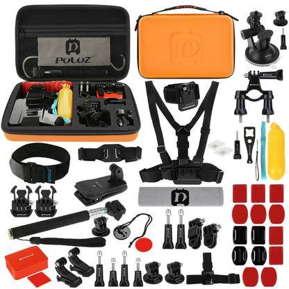 PULUZ 53 in 1 Accessories Total Ultimate Combo Kits with Orange EVA Case (Chest Strap + Suction Cup Mount + 3-Way Pivot Arms + J-Hook Buckle + Wrist Strap + Helmet Strap + Extendable Monopod + Surface ...  for GoPro, Insta360, DJI and Other Action Cameras -  by PULUZ | Online Shopping South Africa | PMC Jewellery | Buy Now Pay Later Mobicred