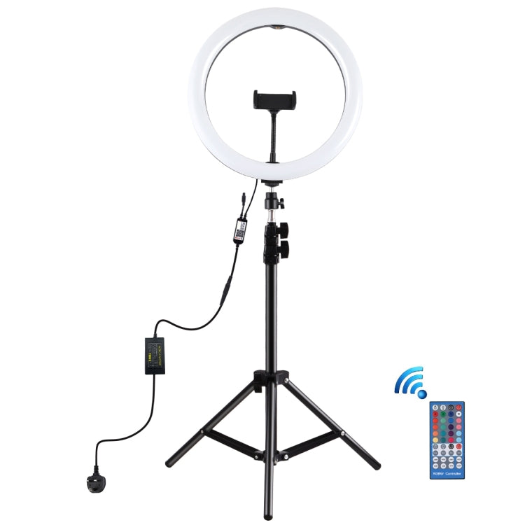 PULUZ 11.8 inch 30cm RGB Light 1.1m Tripod Mount Dimmable LED Ring Vlogging Selfie Photography Video Lights Live Broadcast Kits with Cold Shoe Tripod Ball Head & Phone Clamp(UK Plug) - Ring Light by PULUZ | Online Shopping South Africa | PMC Jewellery | Buy Now Pay Later Mobicred