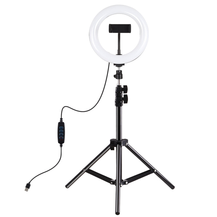 PULUZ 7.9 inch 20cm Light+ 1.1m Tripod Mount USB 3 Modes Dimmable Dual Color Temperature LED Curved Light Ring Vlogging Selfie Photography Video Lights with Phone Clamp(Black) - Ring Light by PULUZ | Online Shopping South Africa | PMC Jewellery | Buy Now Pay Later Mobicred