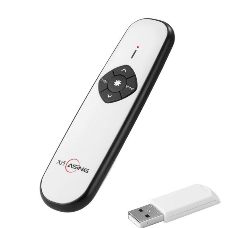 ASiNG A800 USB Charging 2.4GHz Wireless Presenter PowerPoint Clicker Representation Remote Control Pointer, Control Distance: 100m(White) - free shipping - PMC Jewellery - Order now!