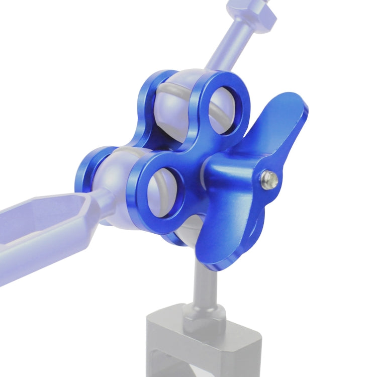 PULUZ Triple Ball Clamp Close Hole Diving Camera Bracket CNC Aluminum Spring Flashlight Clamp for Diving Underwater Photography System(Blue) - Diving Accessories by PULUZ | Online Shopping South Africa | PMC TechLife | Buy Now Pay Later Mobicred