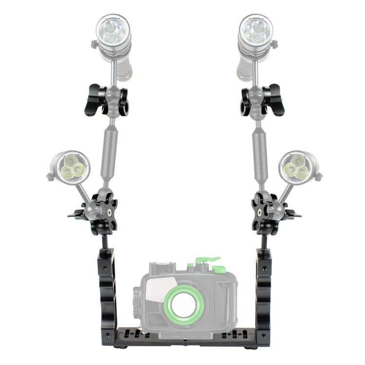 PULUZ Dual Handle Aluminium Tray Stabilizer with Dual Ball Aluminum Alloy Clamp for Underwater Camera Housings - free shipping - PMC TechLife - Order now!