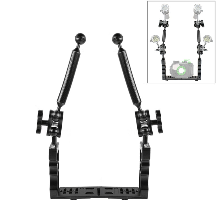 PULUZ Dual Handle Aluminium Tray Stabilizer with 2 x Dual Ball Aluminum Alloy Clamp & 2 x 7 inch Floating Arm for Underwater Camera Housings(Black) - free shipping - PMC TechLife - Order now!