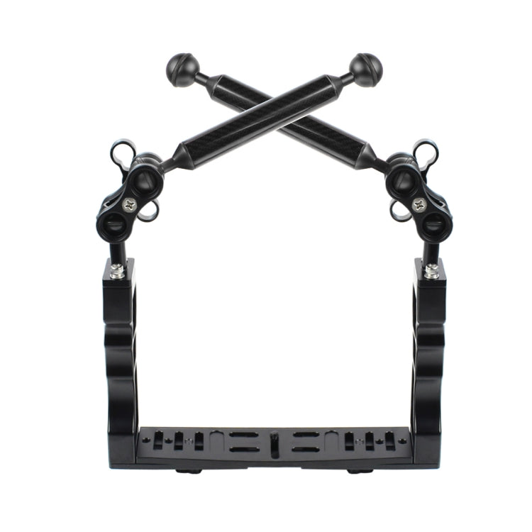 PULUZ Dual Handle Aluminium Tray Stabilizer with 2 x Dual Ball Aluminum Alloy Clamp & 2 x 7 inch Floating Arm for Underwater Camera Housings(Black) - free shipping - PMC TechLife - Order now!