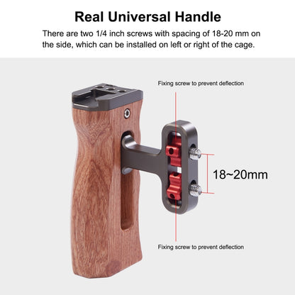 PULUZ Universal Side Wooden Handle Handgrip with Cold Shoe for DSLR Camera Cage(Bronze) - Camera Stabilizer by PULUZ | Online Shopping South Africa | PMC Jewellery | Buy Now Pay Later Mobicred