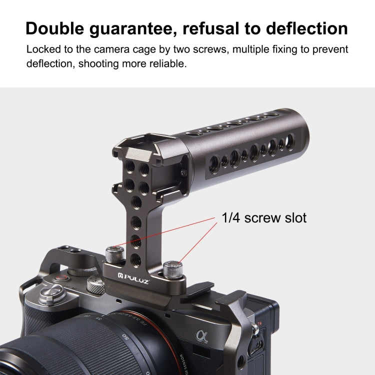 PULUZ Handheld Video Stabilizer Top Handle with 3 Cold Shoes Mount for Camera Cage (Bronze) - free shipping - PMC TechLife - Order now!