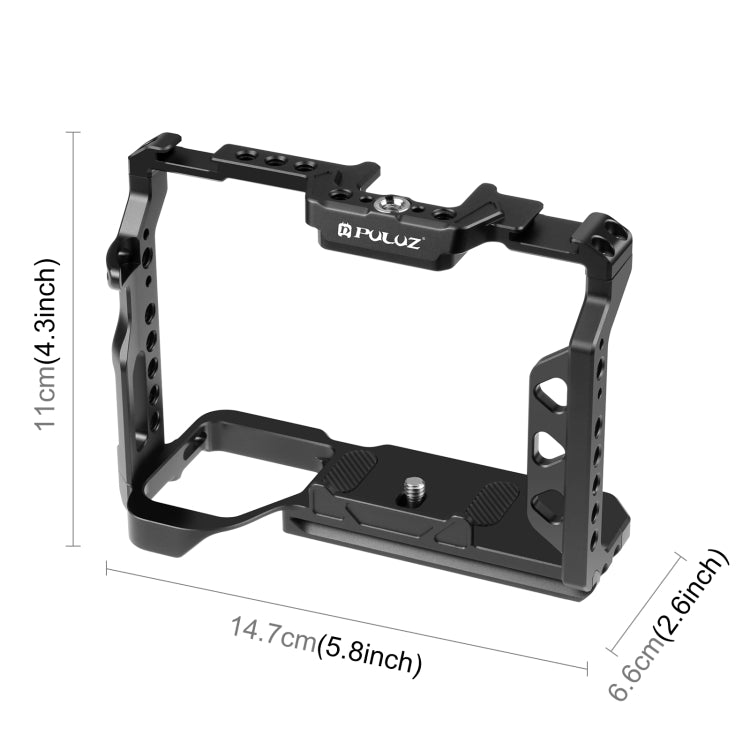 PULUZ Metal Camera Cage Stabilizer Rig for Sony A7 IV / ILCE-7M4 / A7M4 / A7M3 / A7R3  / A7R III(Black) - Camera Cage by PULUZ | Online Shopping South Africa | PMC Jewellery | Buy Now Pay Later Mobicred