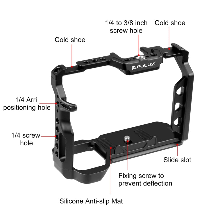 PULUZ Metal Camera Cage Stabilizer Rig for Sony A7 IV / ILCE-7M4 / A7M4 / A7M3 / A7R3  / A7R III(Black) - Camera Cage by PULUZ | Online Shopping South Africa | PMC Jewellery | Buy Now Pay Later Mobicred