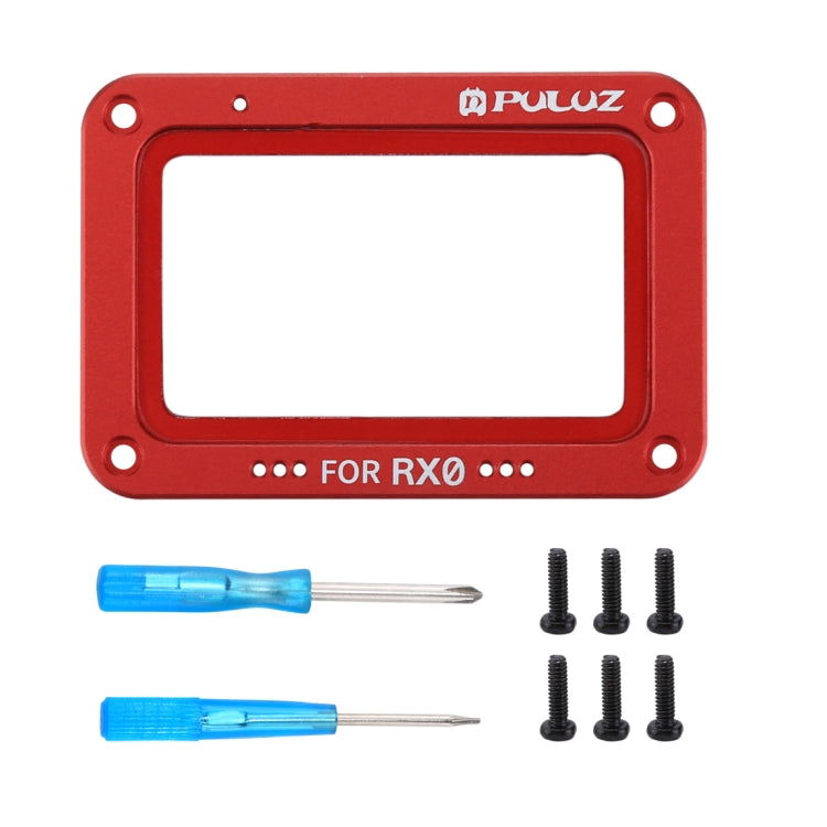 PULUZ Aluminum Alloy Flame + Tempered Glass Lens Protector for Sony RX0 / RX0 II, with Screws and Screwdrivers(Red) - Lens Cover by PULUZ | Online Shopping South Africa | PMC Jewellery | Buy Now Pay Later Mobicred