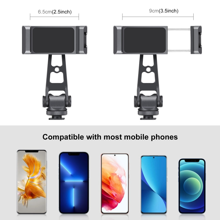 PULUZ Z-axis 360 Rotation Cold Shoes Aluminum Alloy Phone Clamp Holder Bracket (Black) - Desktop Holder by PULUZ | Online Shopping South Africa | PMC Jewellery | Buy Now Pay Later Mobicred