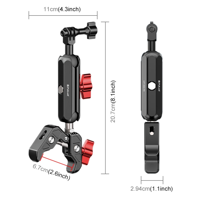 PULUZ Motorcycle Handlebar Crab Clamp CNC Metal Magic Arm Rod Mount - free shipping - PMC TechLife - Order now!