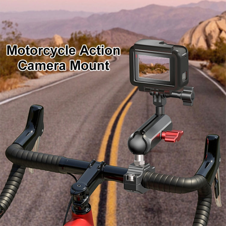 PULUZ Motorcycle Rearview Large Clamp CNC Metal Magic Arm Rod Mount - Bicycle Handlebar Mount by PULUZ | Online Shopping South Africa | PMC Jewellery | Buy Now Pay Later Mobicred