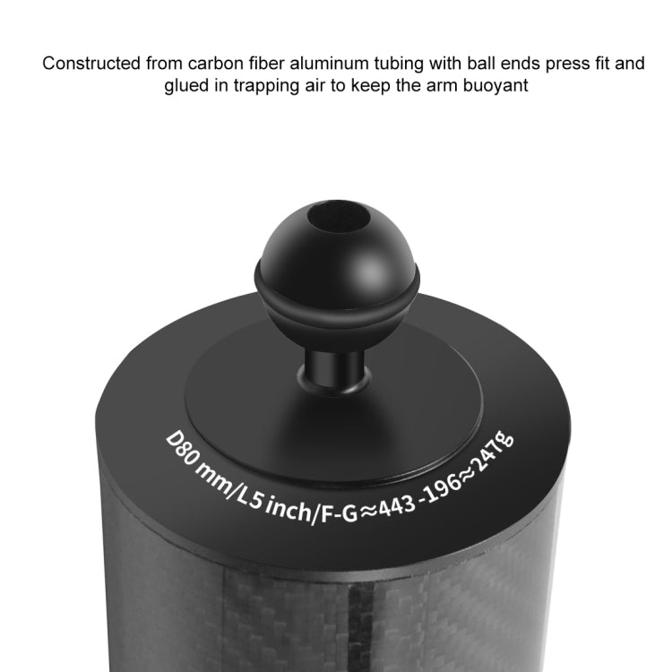 PULUZ 6.1 inch 15.5cm Length 80mm Diameter Dual Balls Carbon Fiber Floating Arm, Ball Diameter: 25mm, Buoyancy: 400g Phone - free shipping - PMC TechLife - Order now!