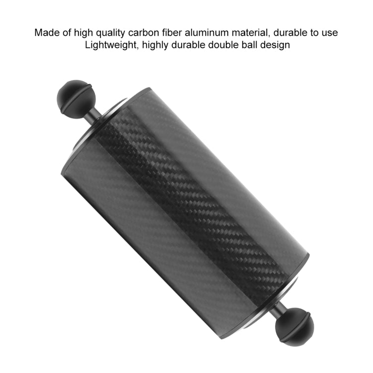 PULUZ 8 inch 20cm Length 80mm Diameter Dual Balls Carbon Fiber Floating Arm, Ball Diameter: 25mm, Buoyancy: 600g - Diving Accessories by PULUZ | Online Shopping South Africa | PMC TechLife | Buy Now Pay Later Mobicred