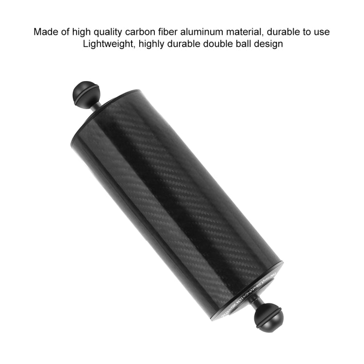 PULUZ 10.82 inch 27.5cm Length 80mm Diameter Dual Balls Carbon Fiber Floating Arm, Ball Diameter: 25mm, Buoyancy: 800g - free shipping - PMC TechLife - Order now!