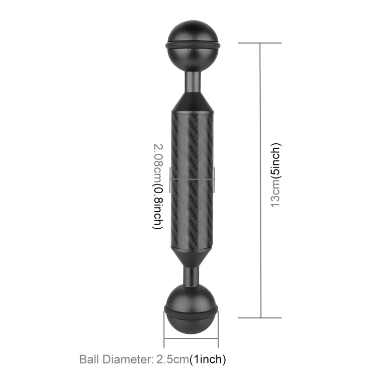 PULUZ 5 inch 13cm Length 20.8mm Diameter Dual Balls Carbon Fiber Floating Arm, Ball Diameter: 25mm(Black) - free shipping - PMC TechLife - Order now!