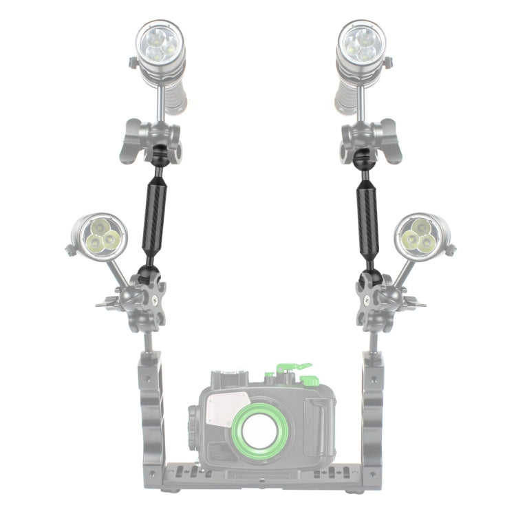 PULUZ  9 inch 23cm Length 20.8mm Diameter Dual Balls Carbon Fiber Floating Arm, Ball Diameter: 25mm(Black) - free shipping - PMC TechLife - Order now!