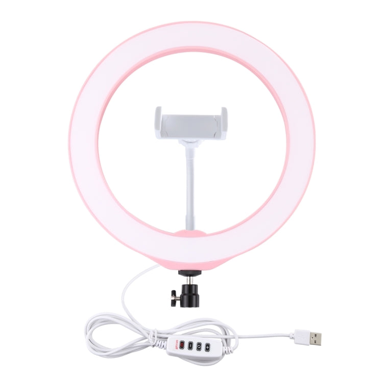 PULUZ 10.2 inch 26cm USB 3 Modes Dimmable LED Ring Vlogging Selfie Beauty Photography Video Lights with Tripod Ball Head & Phone Clamp(Pink) - Ring Light by PULUZ | Online Shopping South Africa | PMC Jewellery | Buy Now Pay Later Mobicred