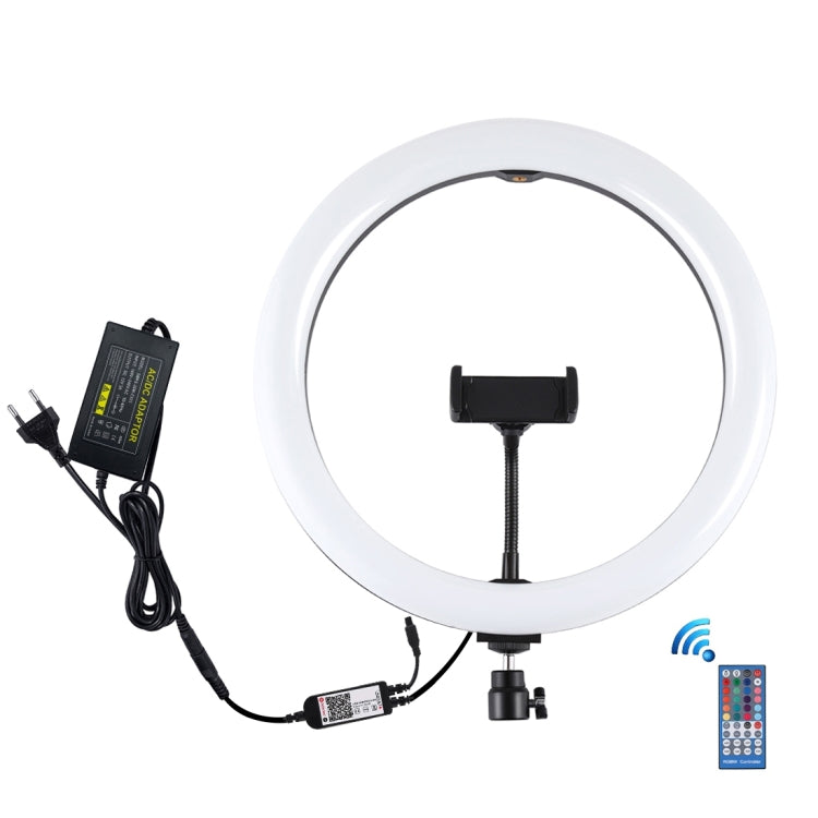 PULUZ 11.8 inch 30cm RGB Dimmable LED Ring Vlogging Selfie Photography Video Lights with Cold Shoe Tripod Ball Head & Phone Clamp (Black)(EU Plug) - Ring Light by PULUZ | Online Shopping South Africa | PMC Jewellery | Buy Now Pay Later Mobicred