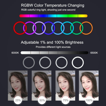 PULUZ 11.8 inch 30cm RGB Dimmable LED Dual Color Temperature LED Curved Diffuse Light Ring Vlogging Selfie Photography Video Lights with Tripod Ball Head & Phone Clamp & Remote Control(Black) - Ring Light by PULUZ | Online Shopping South Africa | PMC Jewellery | Buy Now Pay Later Mobicred