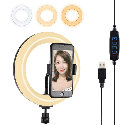 PULUZ 7.9 inch 20cm USB 3 Modes Dimmable Dual Color Temperature LED Curved Light Ring Vlogging Selfie Photography Video Lights with Phone Clamp(Black) - Ring Light by PULUZ | Online Shopping South Africa | PMC Jewellery | Buy Now Pay Later Mobicred