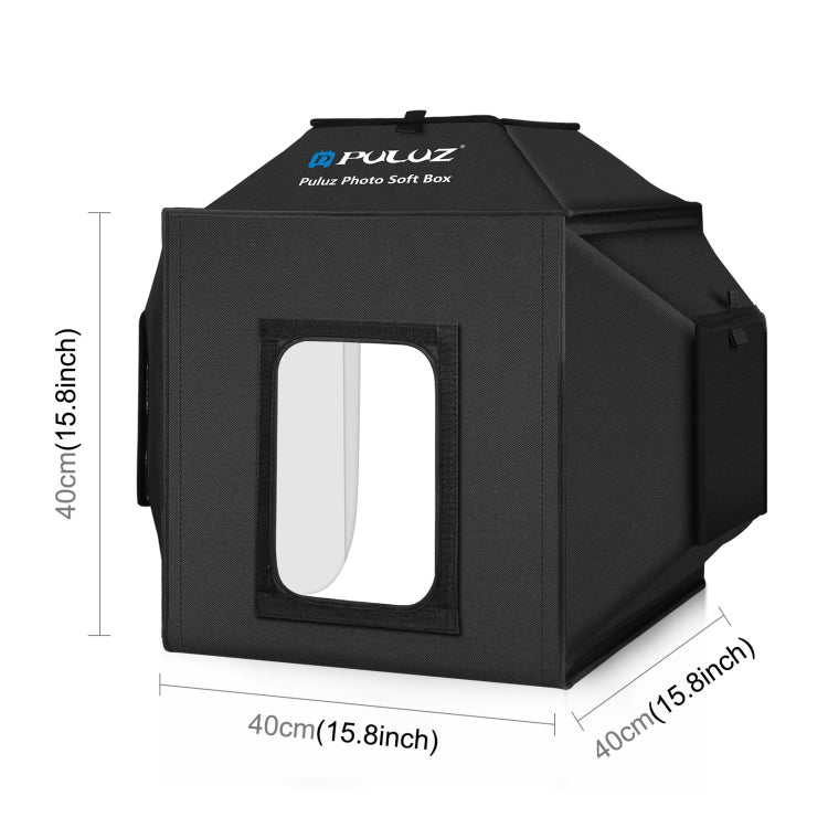 PULUZ 40cm Folding 72W 5500K Studio Shooting Tent Soft Box Photography Lighting Kit with 4 Colors (Black, Orange, White, Green) Backdrops(UK Plug) -  by PULUZ | Online Shopping South Africa | PMC Jewellery | Buy Now Pay Later Mobicred